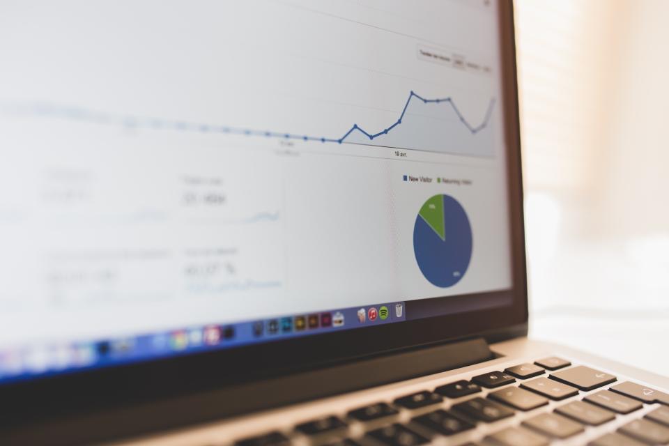 A website traffic dashboard on a monitor